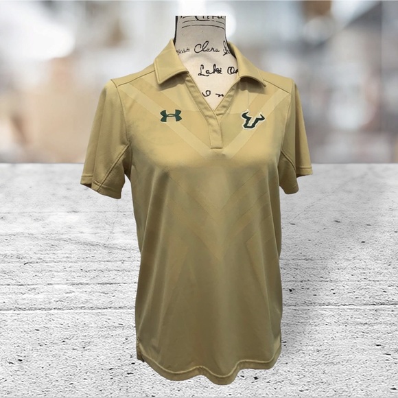 Under Armour USF BULLS University of South Florida Gold Embroidered Polo Shirt S - Picture 3 of 8